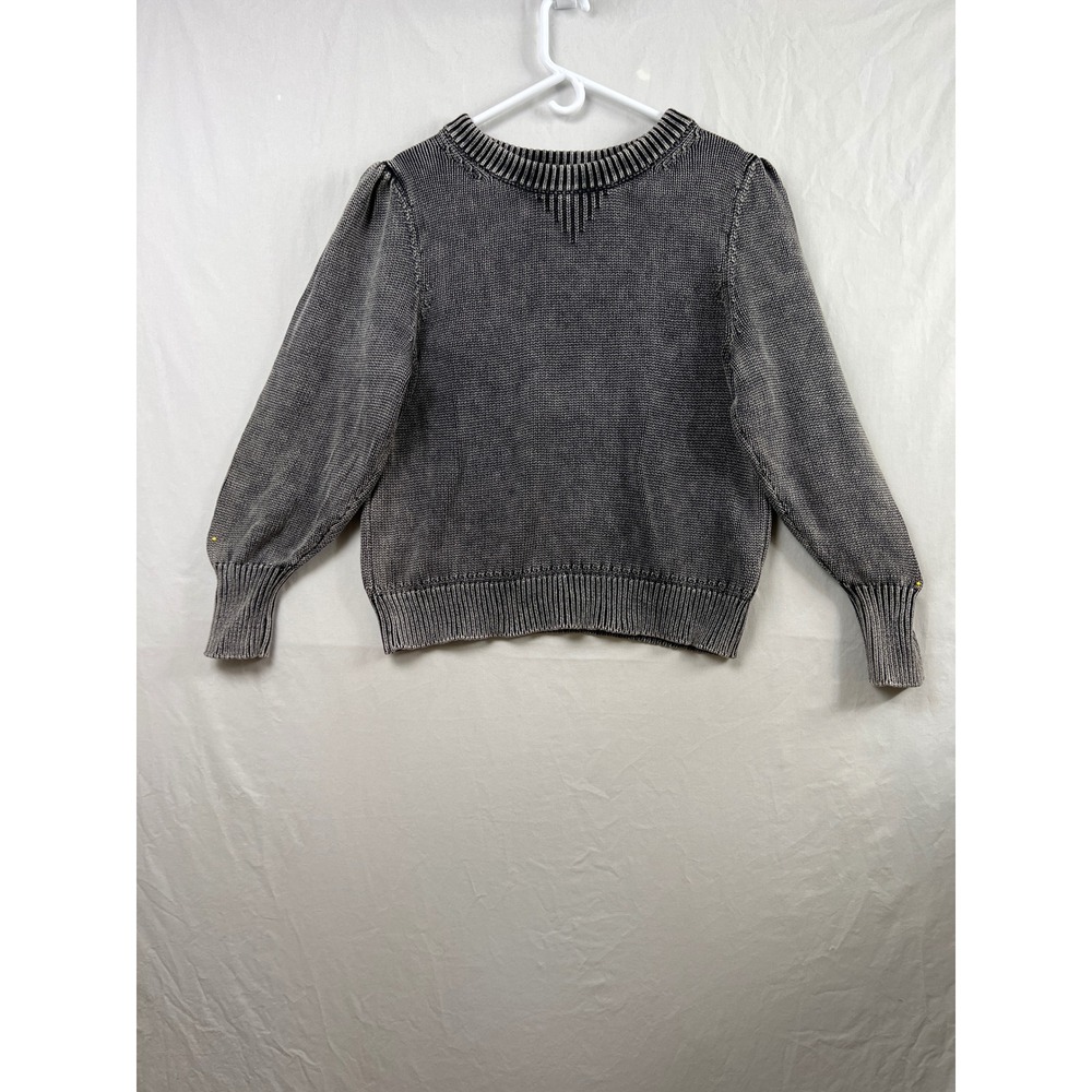 Scoop Pullover Sweater Womens XXL Gray Acid Wash Puff Sleeve Shaker Knit